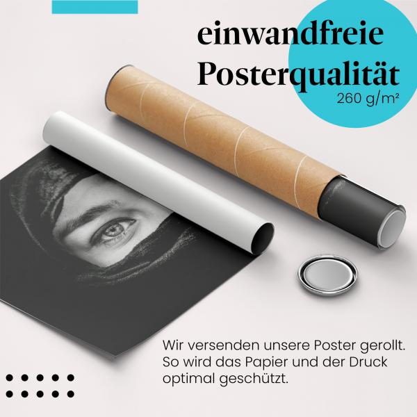 "Frau mit Hidschab": Gerolltes Poster - geheimnisvolle Augen.